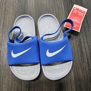 NWT Nike Toddler Blue and White Slide Sandals